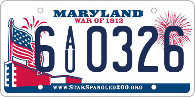 MD license plate 6AU0326