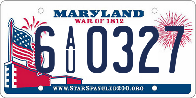 MD license plate 6AU0327
