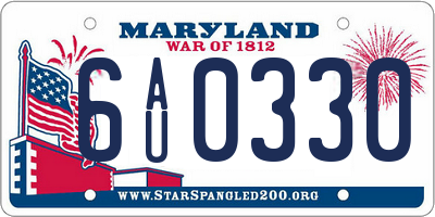 MD license plate 6AU0330