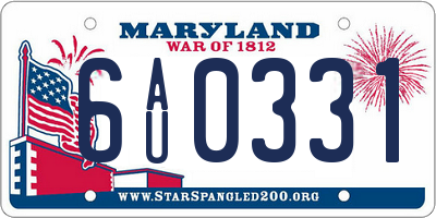 MD license plate 6AU0331