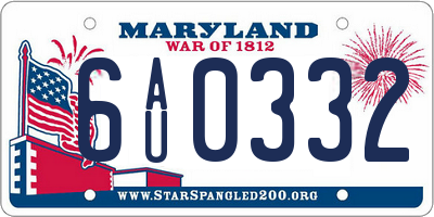 MD license plate 6AU0332