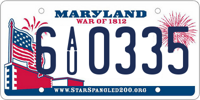 MD license plate 6AU0335