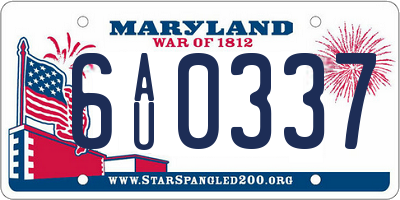 MD license plate 6AU0337