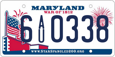 MD license plate 6AU0338