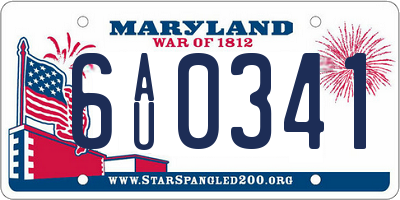 MD license plate 6AU0341