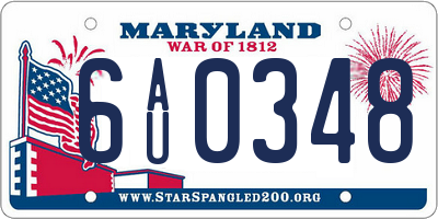 MD license plate 6AU0348