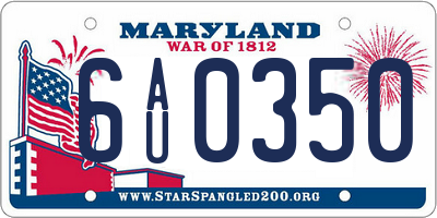 MD license plate 6AU0350