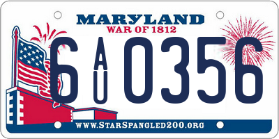 MD license plate 6AU0356