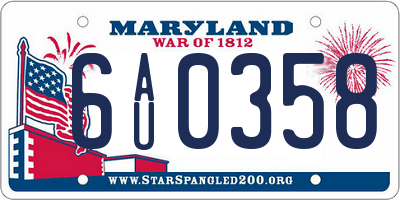 MD license plate 6AU0358