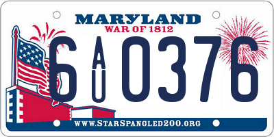 MD license plate 6AU0376