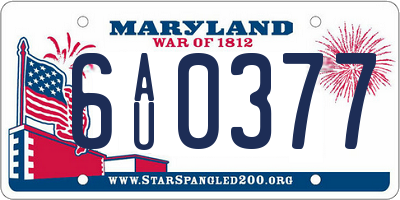 MD license plate 6AU0377