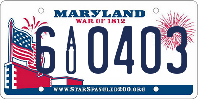 MD license plate 6AU0403