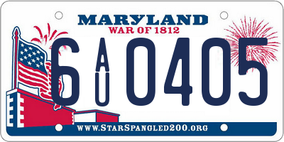 MD license plate 6AU0405