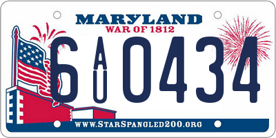 MD license plate 6AU0434
