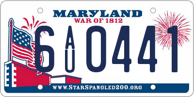 MD license plate 6AU0441