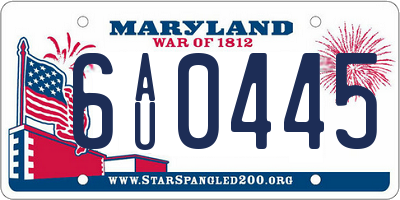 MD license plate 6AU0445