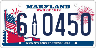 MD license plate 6AU0450