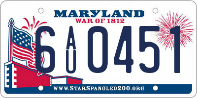 MD license plate 6AU0451