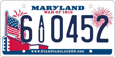 MD license plate 6AU0452