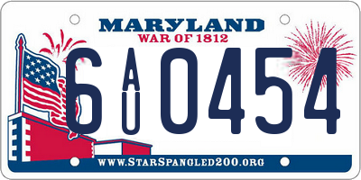 MD license plate 6AU0454