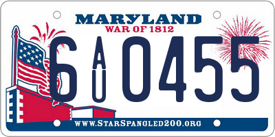 MD license plate 6AU0455