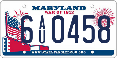 MD license plate 6AU0458