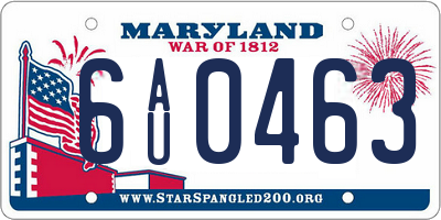 MD license plate 6AU0463