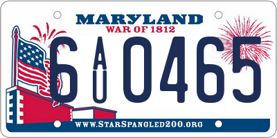 MD license plate 6AU0465