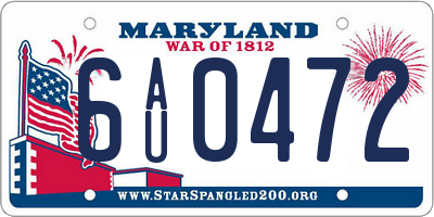 MD license plate 6AU0472