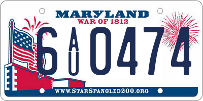 MD license plate 6AU0474