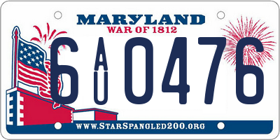 MD license plate 6AU0476