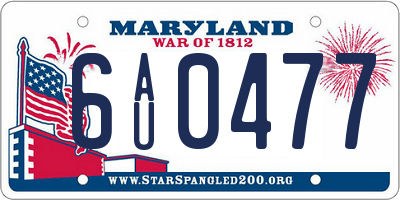 MD license plate 6AU0477