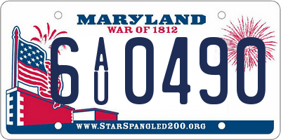 MD license plate 6AU0490
