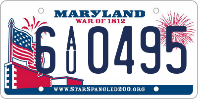 MD license plate 6AU0495