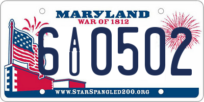 MD license plate 6AU0502