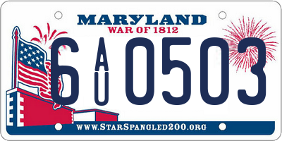 MD license plate 6AU0503