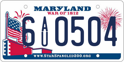 MD license plate 6AU0504