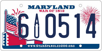 MD license plate 6AU0514
