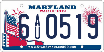 MD license plate 6AU0519