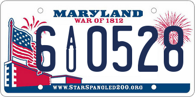 MD license plate 6AU0528