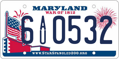 MD license plate 6AU0532