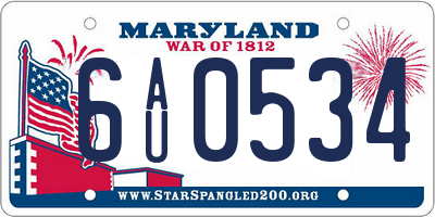 MD license plate 6AU0534