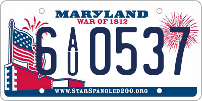 MD license plate 6AU0537