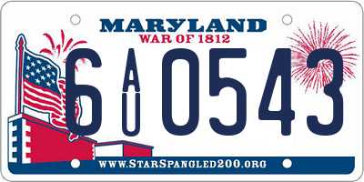 MD license plate 6AU0543