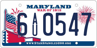 MD license plate 6AU0547