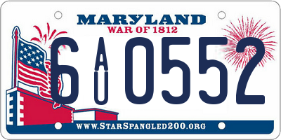 MD license plate 6AU0552