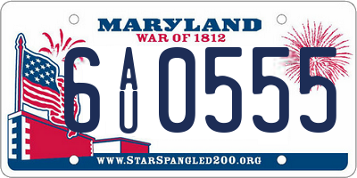 MD license plate 6AU0555
