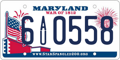 MD license plate 6AU0558