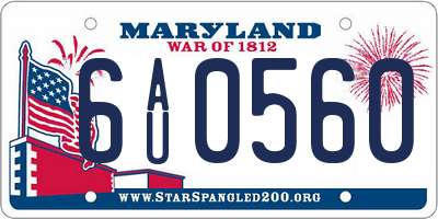 MD license plate 6AU0560