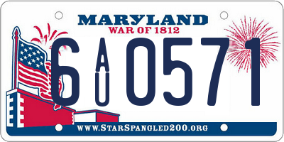 MD license plate 6AU0571
